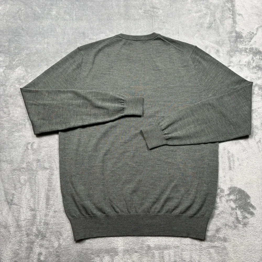 Suitsupply Sweater Mens Large Olive Merino Wool Pullover Crew Long Sleeve